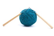 Blue Ball Of Yarn With Knitting Needles Royalty Free Stock Image Blue Ball Of Yarn With Knitting Needles Royalty Free Stock Image