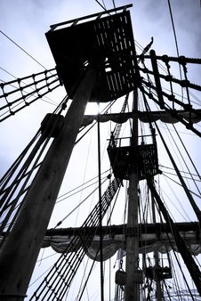 Rigging And Masts Of Old Sail Ship Royalty Free Stock Images