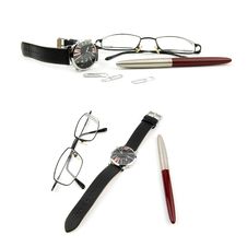 Glasses, Pen, Watch And Paper-clip. Stock Photo