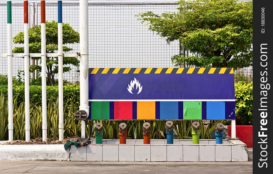 Oil pipes and valves at oil station