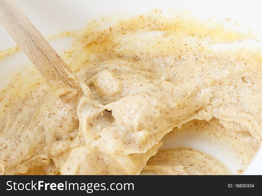 Fresh dough for cookies in a bowl.