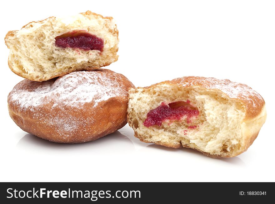Bread with jam isolated on a white background