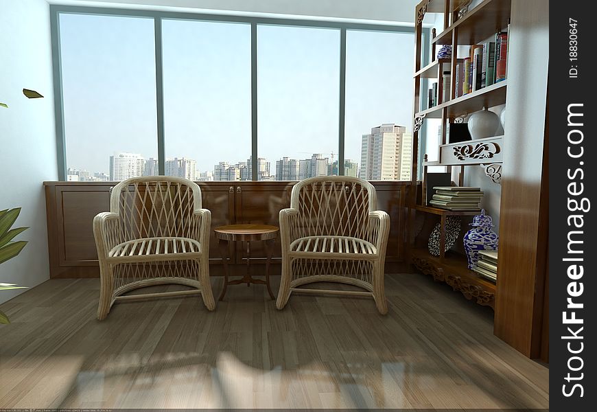 3d rendering Chinese living room. 3d rendering Chinese living room