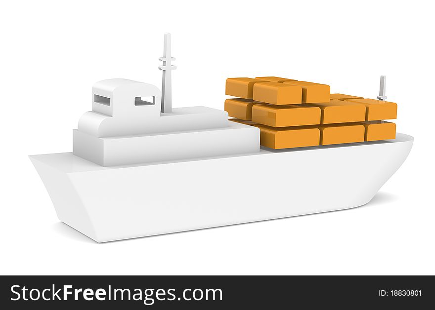 Simplified Cargo ship with orange containers