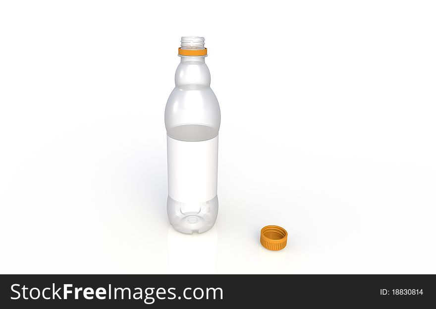 Isolated plastic bottle with orange cap.