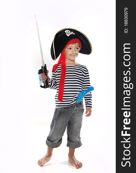Young boy dressed as pirate