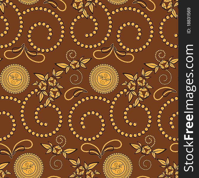 Paisley seamless pattern on brown background. Paisley seamless pattern on brown background