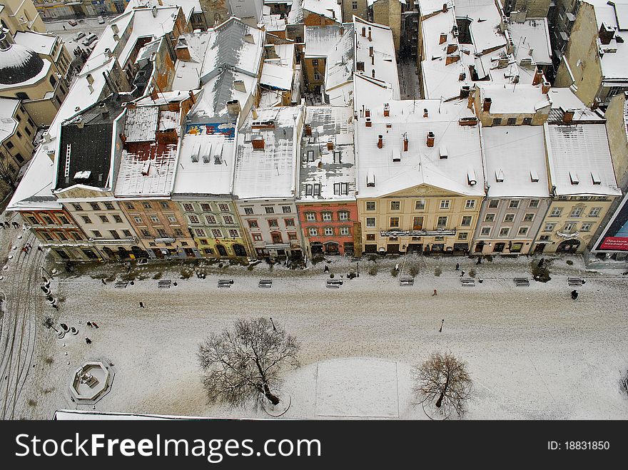 View from city hall tower in winter