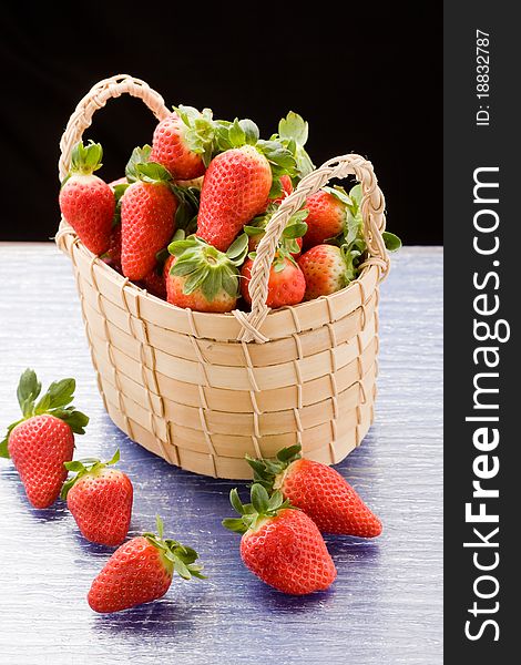 Photo of delicious red strawberries inside a basket