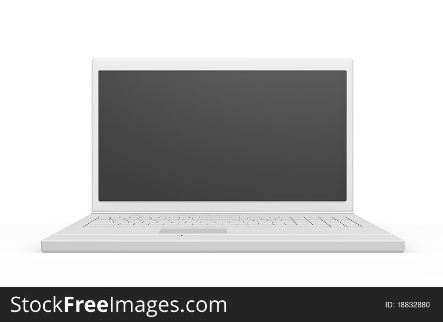 Laptop isolated, black screen with copy space
