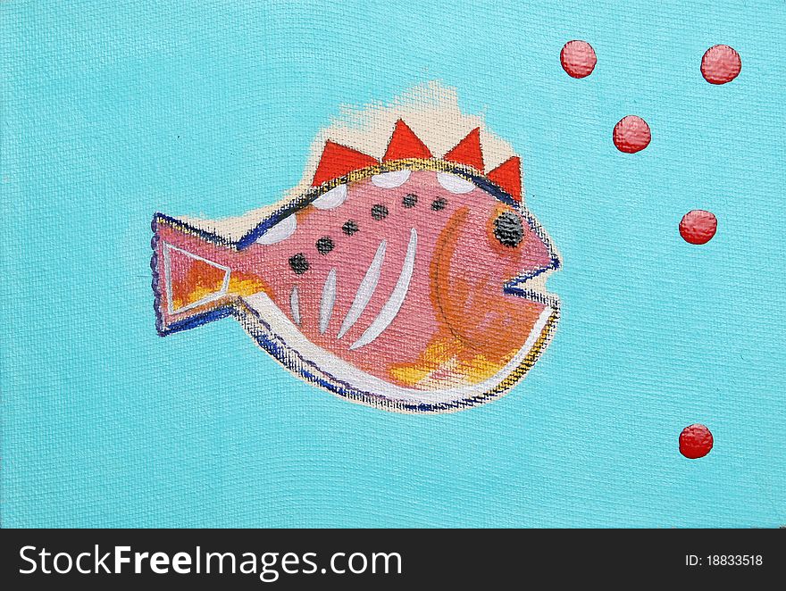 A fanciful hand painted fish