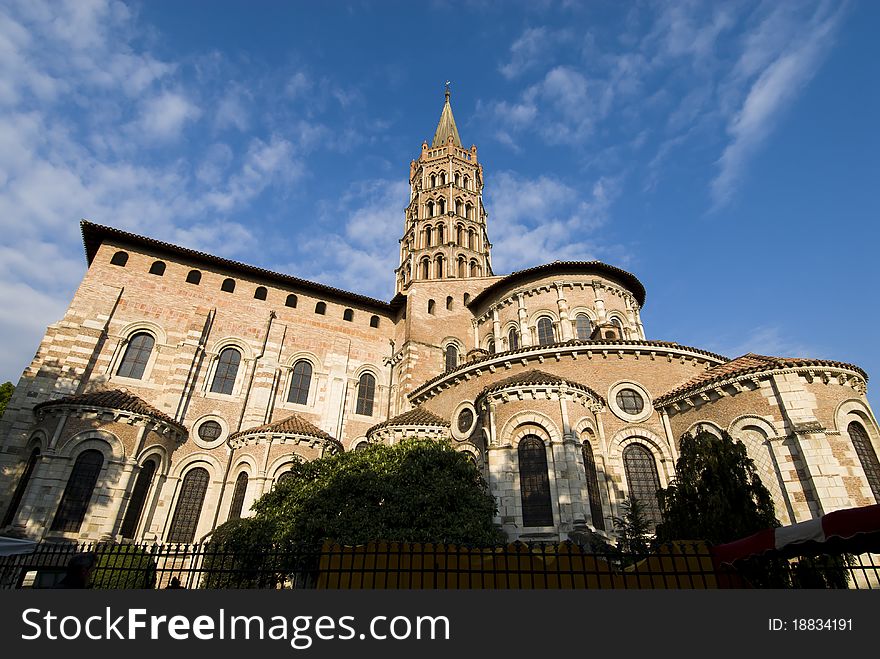 The basilica of Saint Sernin is a church (roman style) in Toulouse, south France. The basilica of Saint Sernin is a church (roman style) in Toulouse, south France