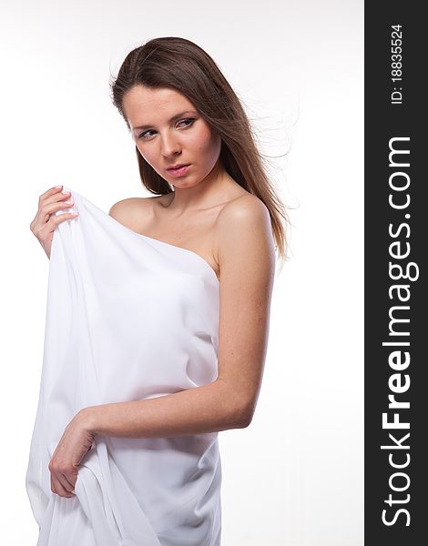 Attractive Woman Covered In White Cloth