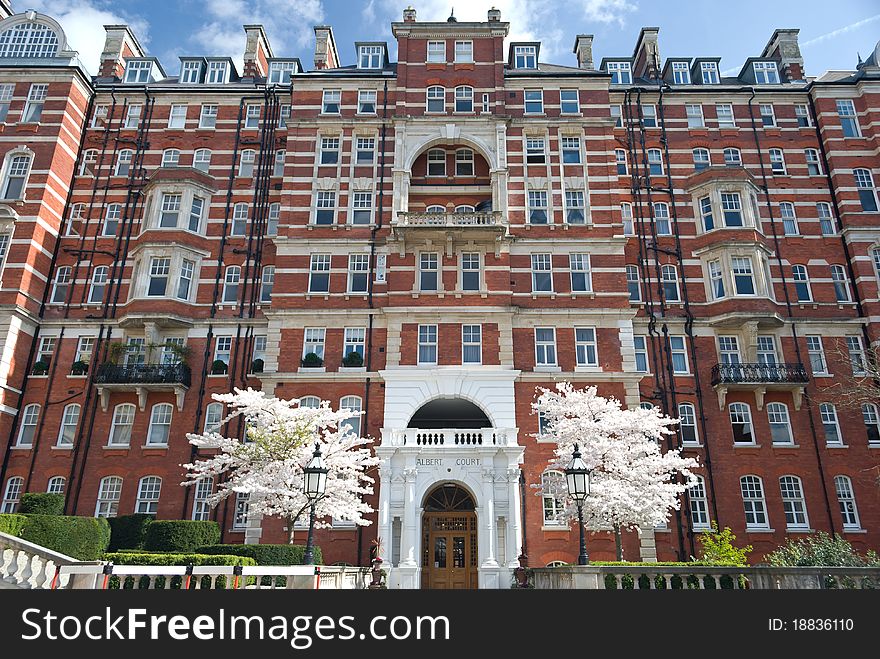 Albert Court building located behind the Roal Albert Hall, London, UK.