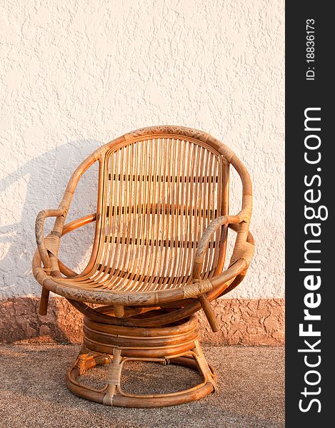 Closeup single wicker chair