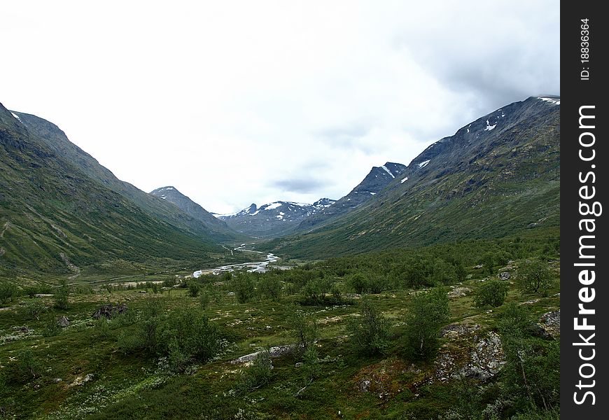 Jostedal Glacier-glacial valley in Norway. Jostedal Glacier-glacial valley in Norway