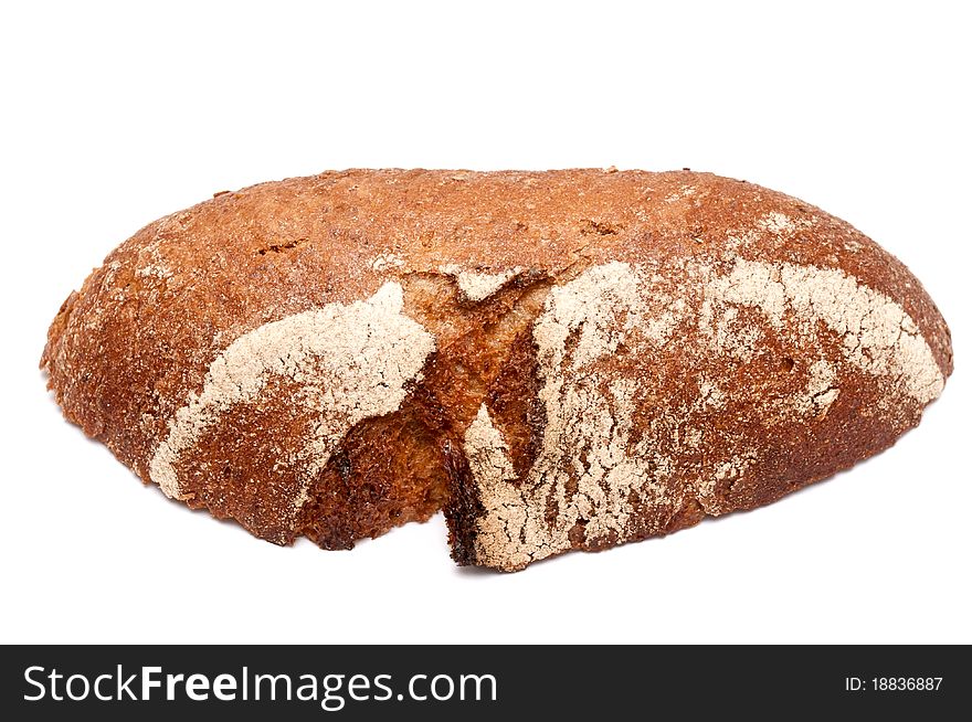 Single slice of bread over white background
