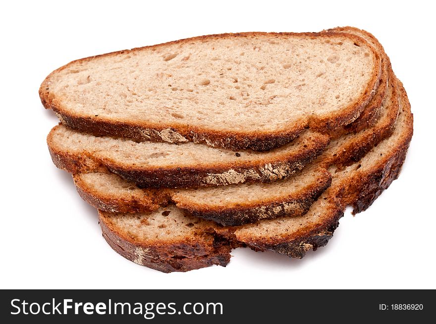 Slices of bread over white background