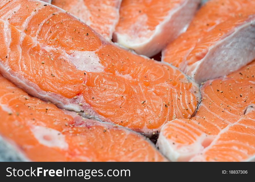 Pieces of a salmon