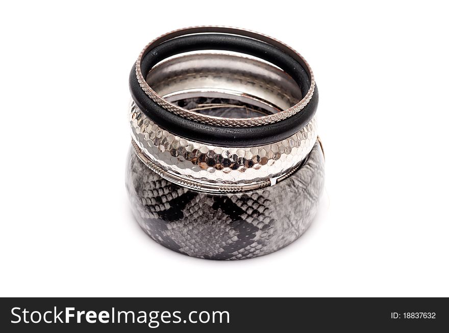 A few bracelets isolated on a white background