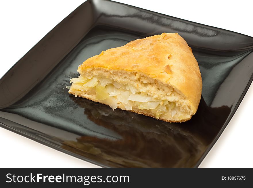Fresh-baked traditional homemade cabbage pie. Fresh-baked traditional homemade cabbage pie.