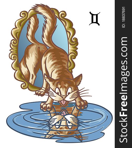 The humour zodiacal signs represented by means of images of cats