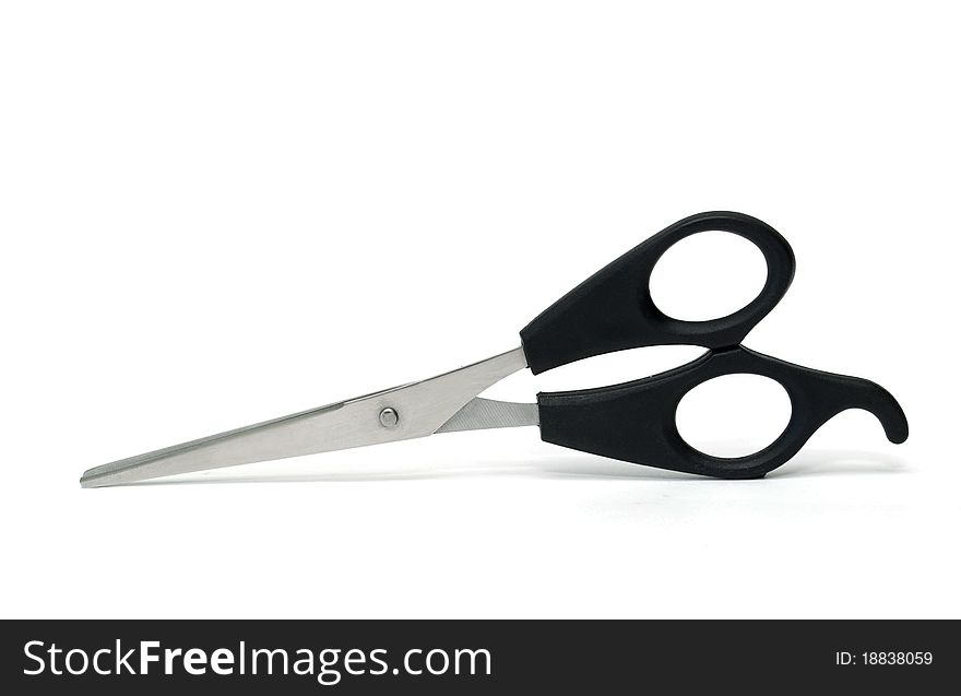 Shows the metal scissors on a white background. Shows the metal scissors on a white background