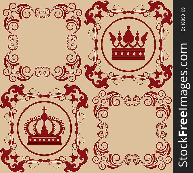 Seamless  Patterns. Crown. Vintage for your design