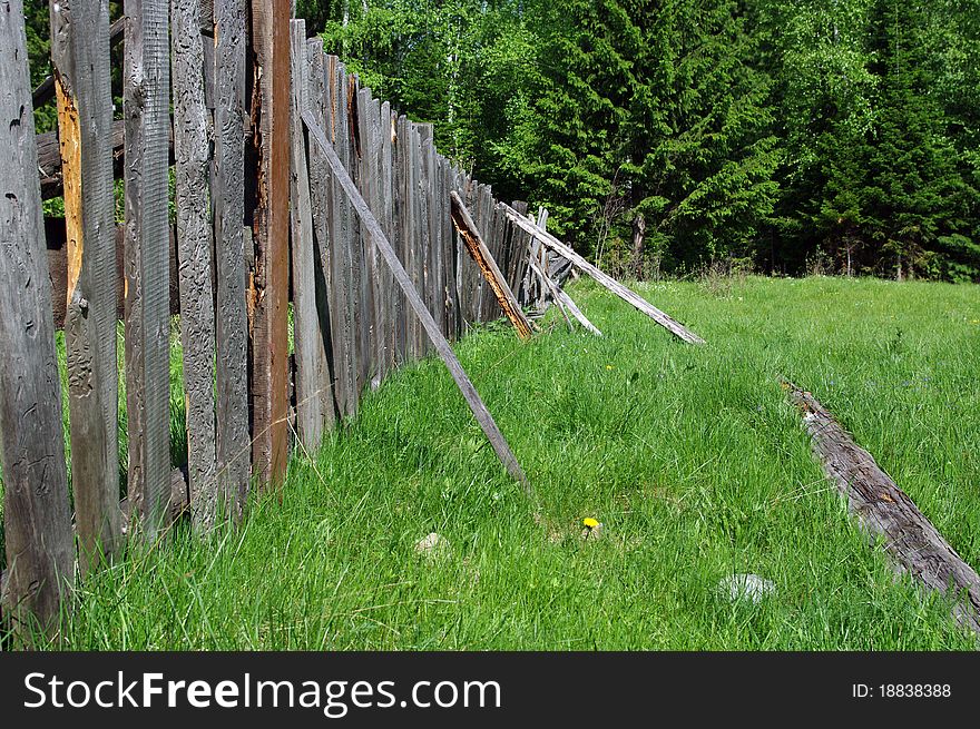 Wood Proped Up Fence