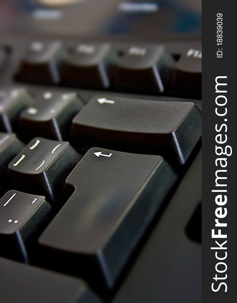 Closeup of the enter key on the ergonomic keyboard