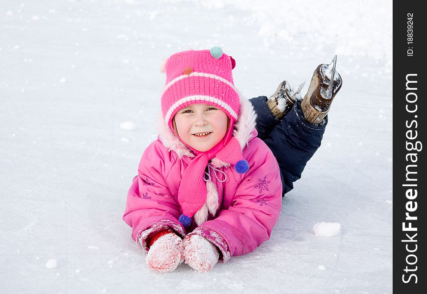 The girl in the skate on the ice.