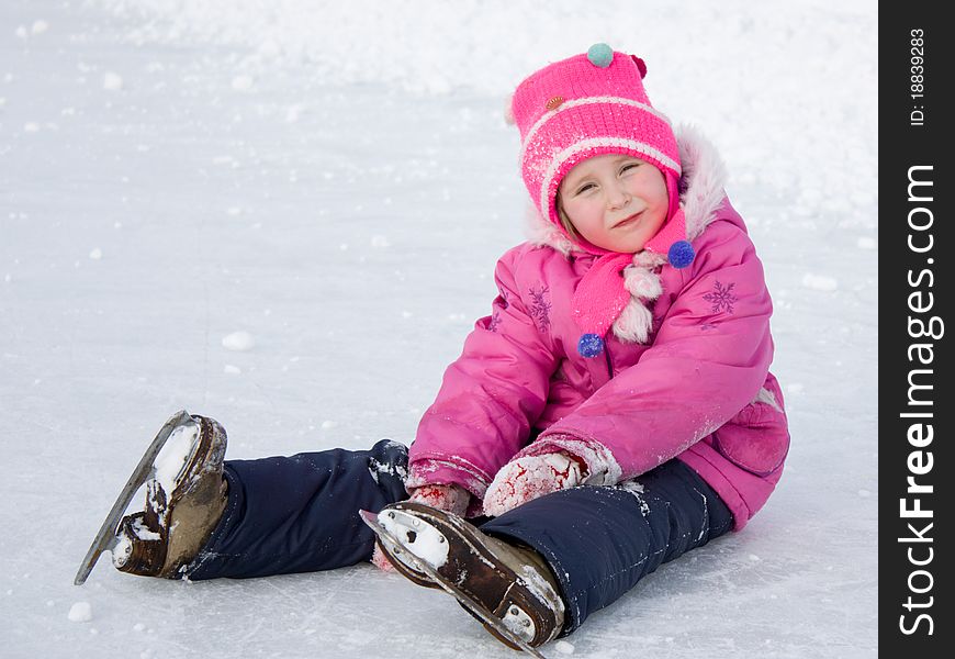 The girl in the skate on the ice.