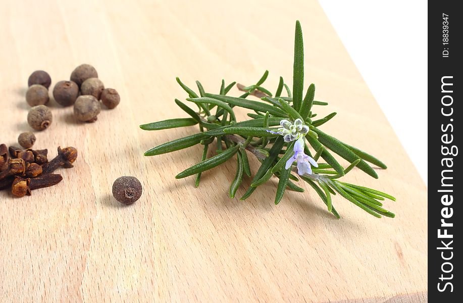 Macro view of the different spices on wooden background. Macro view of the different spices on wooden background