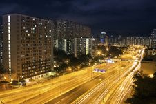 Hong Kong Night Scene With Traffic Light Stock Photos Hong Kong Night Scene With Traffic Light Stock Photos