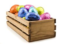 Colorful Easter Eggs In A Wooden Box Royalty Free Stock Photos Colorful Easter Eggs In A Wooden Box Royalty Free Stock Photos