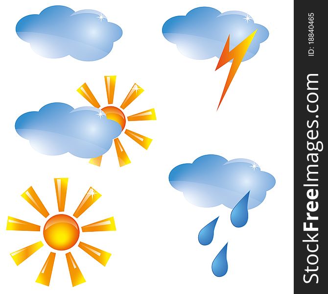 Five weather icons. Vector illustration. EPS10. Five weather icons. Vector illustration. EPS10