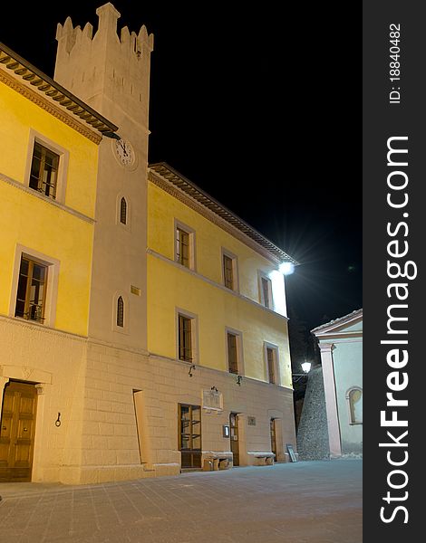 Trequanda City Hall in Tuscany, small middle age village