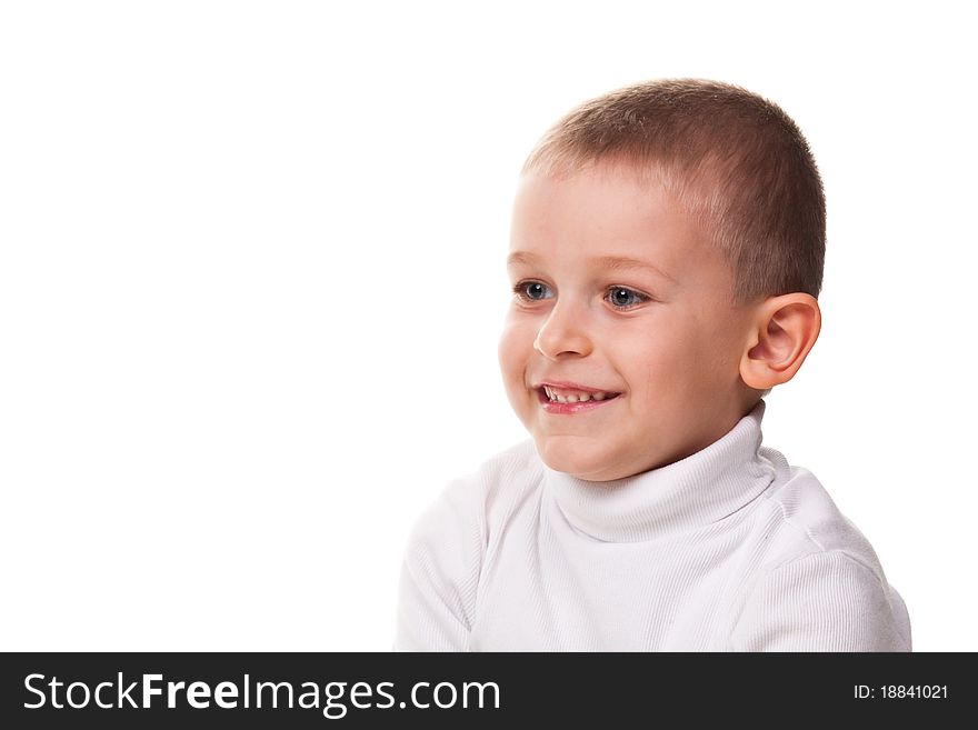 Cute little boy posing isolated on white