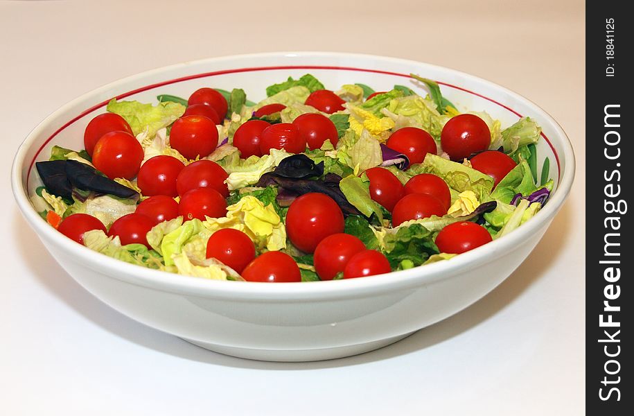 Garden Salad in a white bowl.