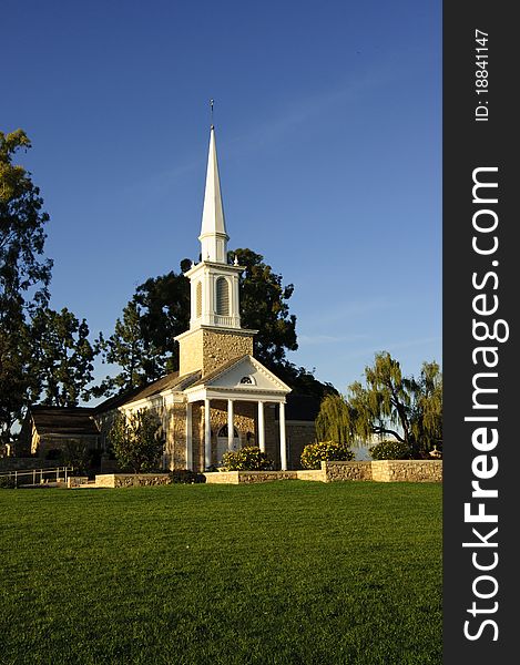 A chapel at a cemetery in Los Angeles County, CA.