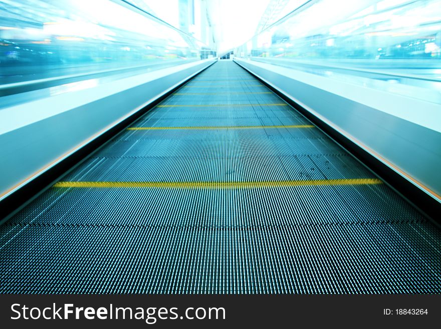 Moving escalator in morden building.