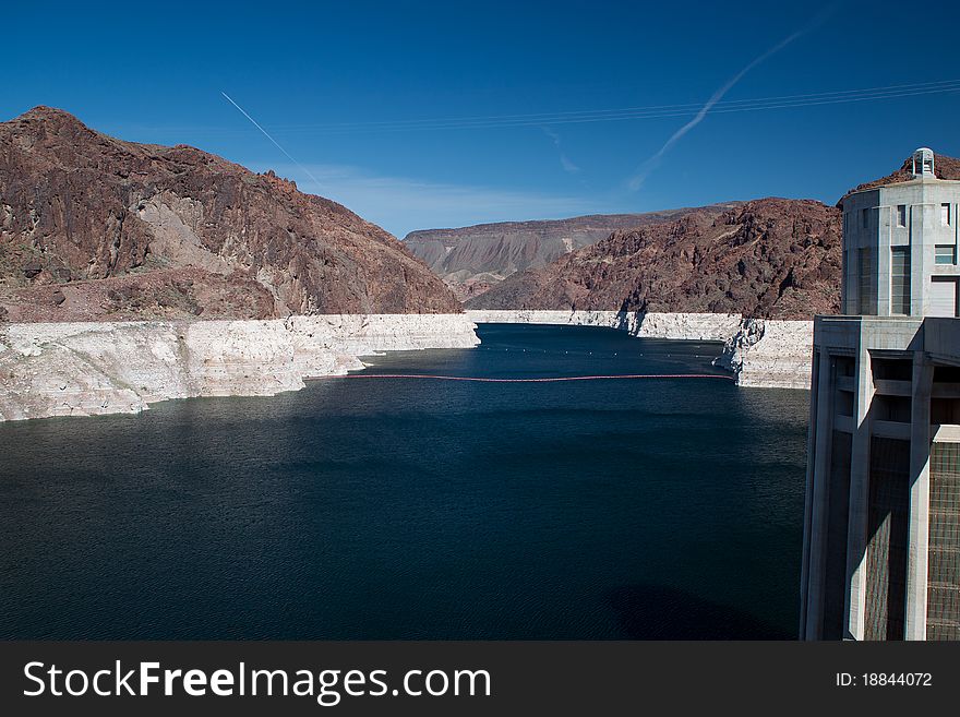 Lake Mead photographed from the Hoover Dam. Lake Mead photographed from the Hoover Dam