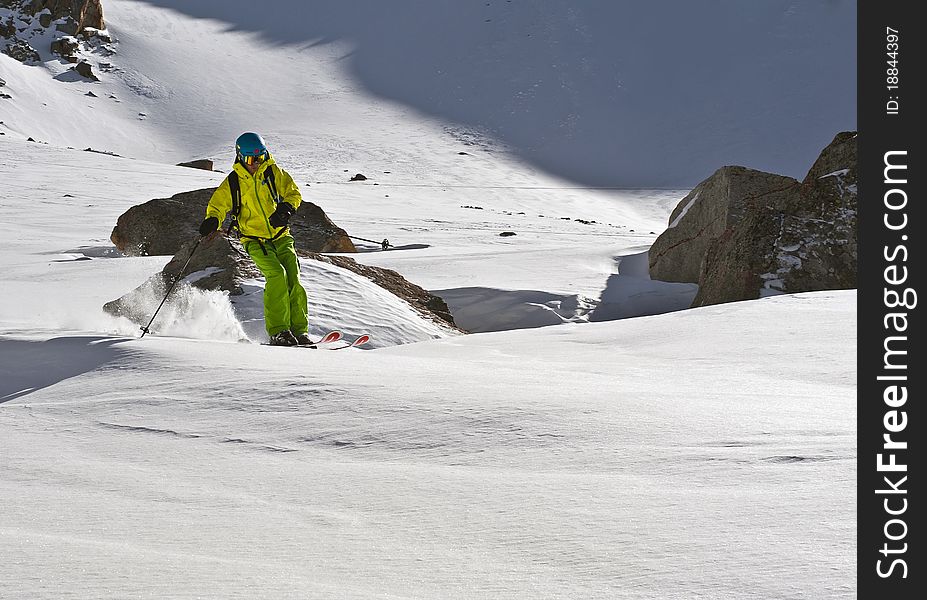 Ski tour in winter time