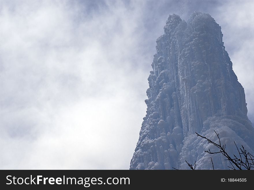 Icicles against the sky.