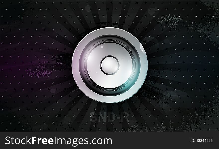 Vector Musical Speaker Icon On A Dark Background