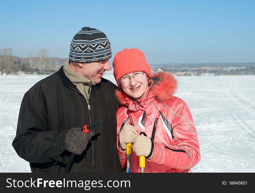 Happy smiling elderly couple in love. Happy smiling elderly couple in love