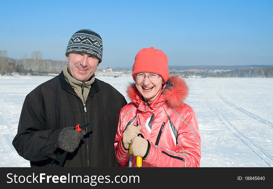 Happy smiling elderly couple in love. Happy smiling elderly couple in love