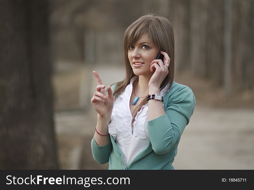 Business woman talking on phone