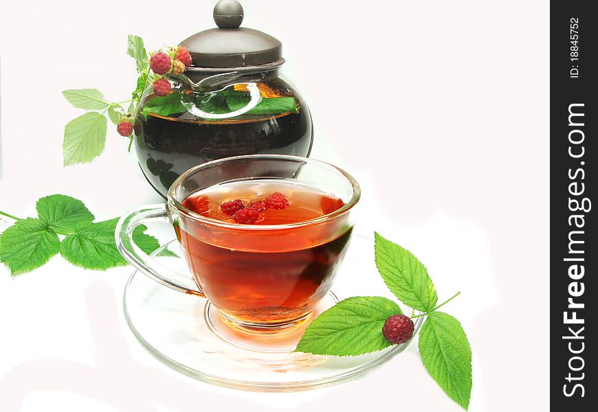 Fruit raspberry red tea with currant extract and berries