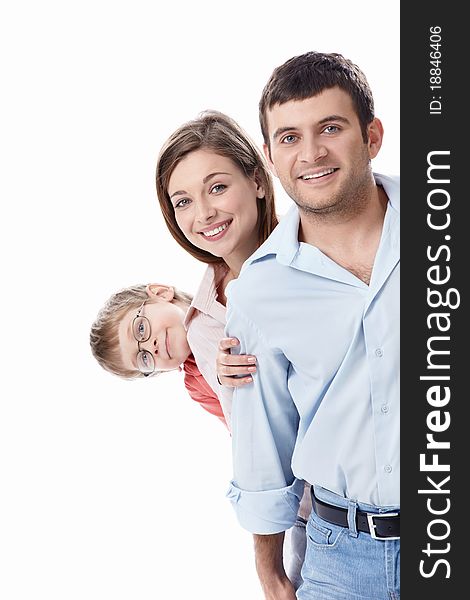 Smiling family on a white background. Smiling family on a white background